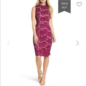 Adrianna Papell Berry Lace Cocktail Dress